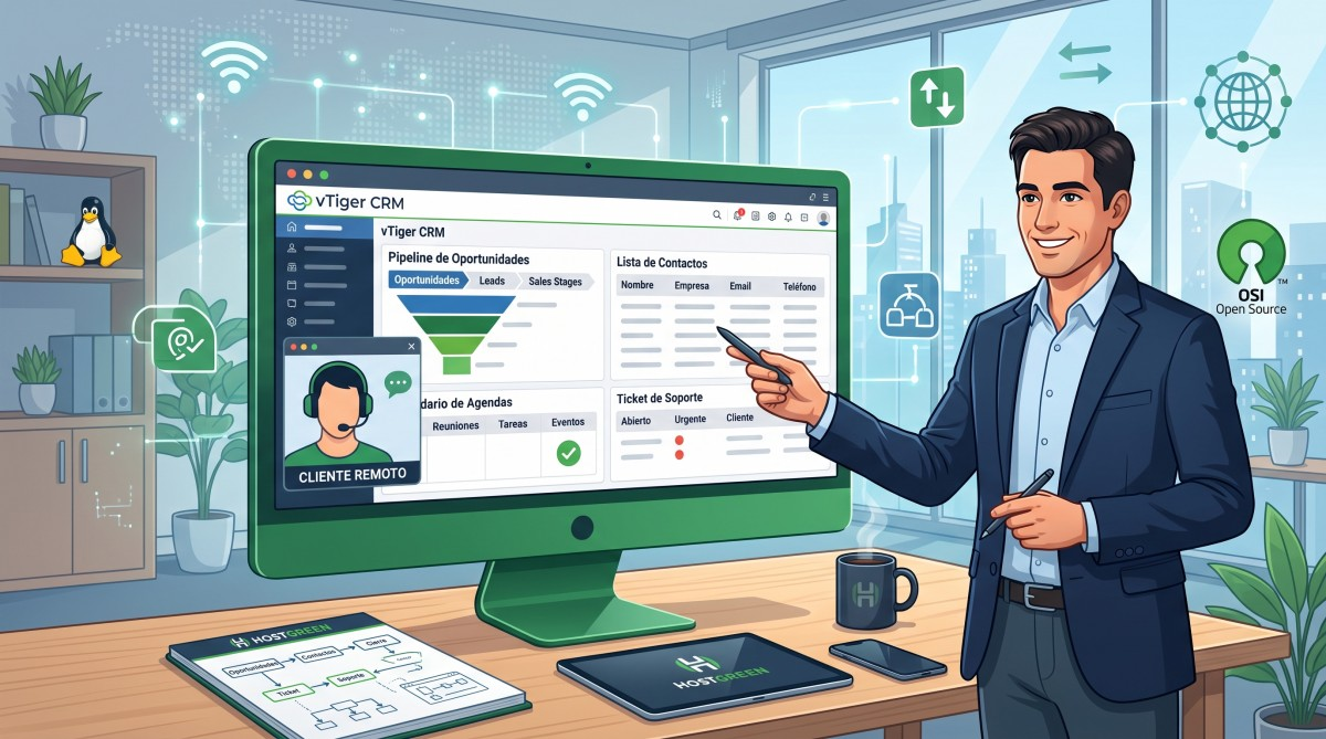 Demo online de vTiger CRM software libre guiada por consultor de Hostgreen.